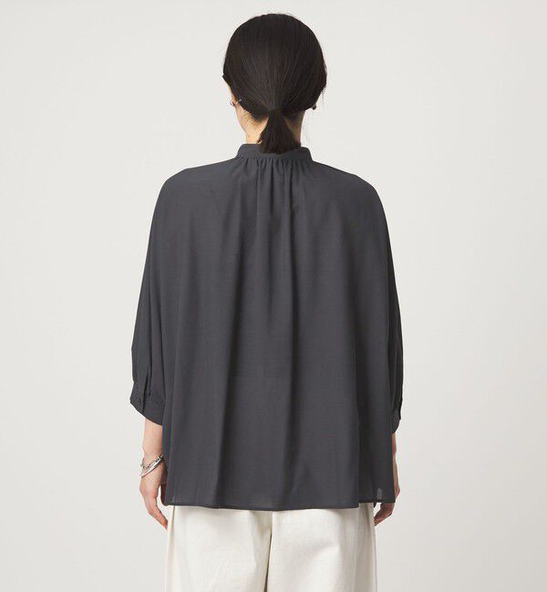 UNITED ARROWS green label relaxing「【WEB限定】＜at ease＞ノーカラー ギャザー ブラウス UVカット 通気性」|シャツ・ブラウス|