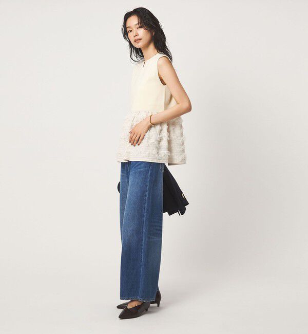 UNITED ARROWS green label relaxing「チュール コンビ フレンチスリーブ ニット」|ニット・セーター|