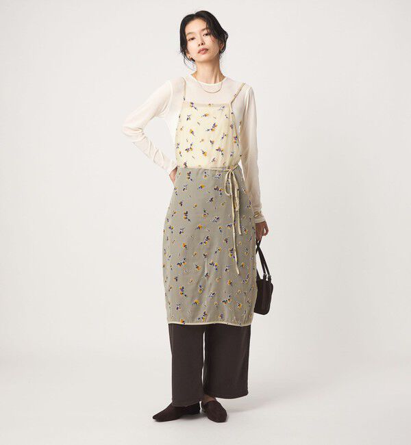 UNITED ARROWS green label relaxing「シアー フラワー エプロン ワンピース」|ワンピース|BEIGE