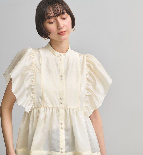 UNITED ARROWS「シルキー ギャザー フリルブラウス ‐ウォッシャブル‐」|シャツ・ブラウス|