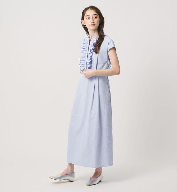 UNITED ARROWS「メロー フリル スキッパー ワンピース ‐防シワ 吸水速乾 UVカット 遮熱性 接触冷感‐」|ワンピース|
