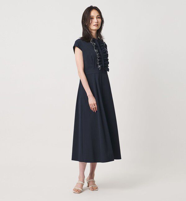 UNITED ARROWS「メロー フリル スキッパー ワンピース ‐防シワ 吸水速乾 UVカット 遮熱性 接触冷感‐」|ワンピース|
