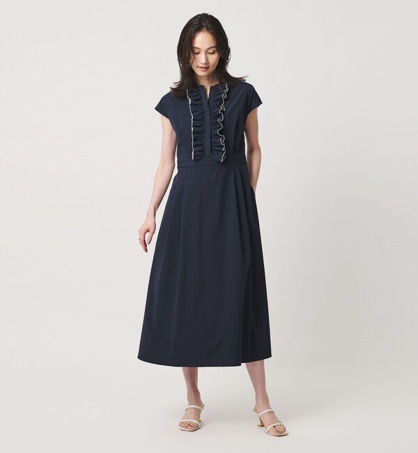 UNITED ARROWS「メロー フリル スキッパー ワンピース ‐防シワ 吸水速乾 UVカット 遮熱性 接触冷感‐」|ワンピース|
