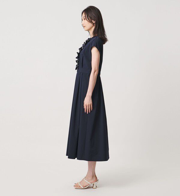 UNITED ARROWS「メロー フリル スキッパー ワンピース ‐防シワ 吸水速乾 UVカット 遮熱性 接触冷感‐」|ワンピース|