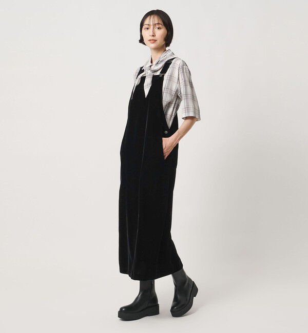 UNITED ARROWS「ベルベット サロペット スカート」|ジャンパースカート|BLACK