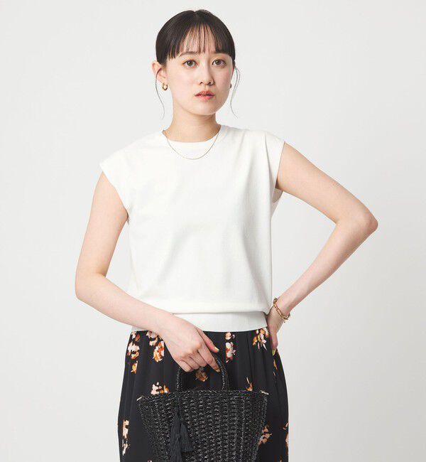 UNITED ARROWS green label relaxing「フレンチスリーブ ニット ウォッシャブル 接触冷感 UVカット」|ニット・セーター|