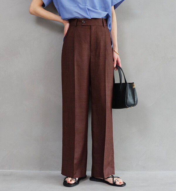 UNITED ARROWS green label relaxing「［size SHORT/TALLあり］ライト リネンライク ストレート パンツ UVカット 通気性」|スラックス|DK.BROWN