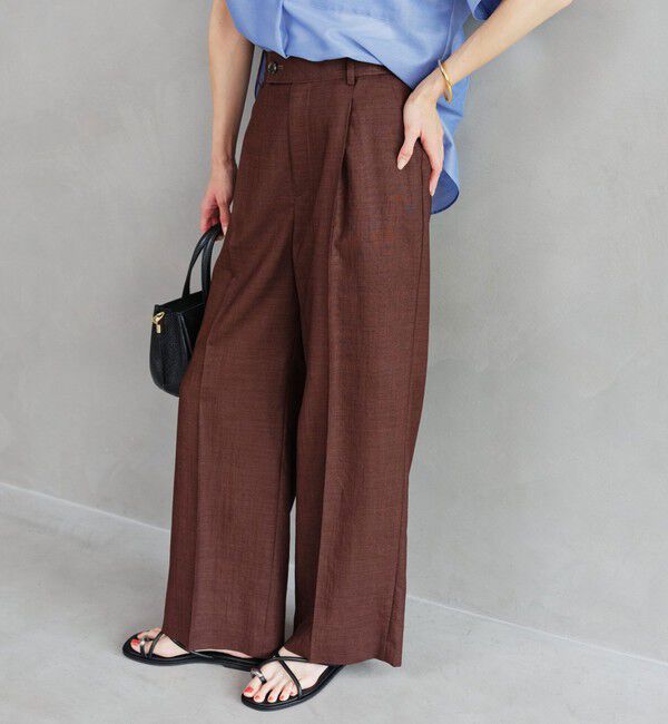 UNITED ARROWS green label relaxing「［size SHORT/TALLあり］ライト リネンライク ストレート パンツ UVカット 通気性」|スラックス|