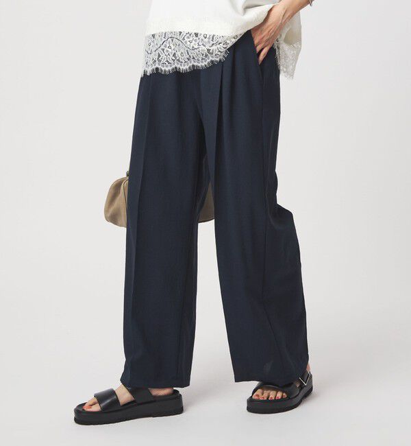 UNITED ARROWS green label relaxing「ドライクロス ニーハイワイド マシンウォッシャブル ストレッチ 吸水速乾 通気性」|その他|NAVY