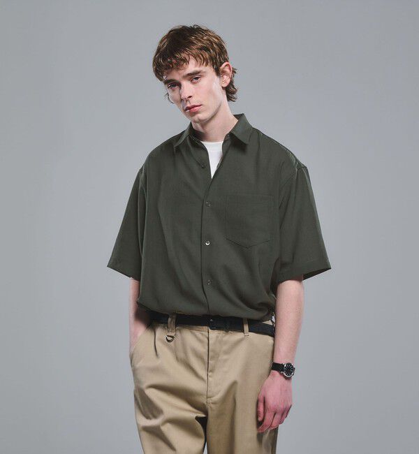 UNITED ARROWS green label relaxing「ワッシャー ポプリン ボックスシルエット 半袖 シャツ」|シャツ・ブラウス|DK.GREEN
