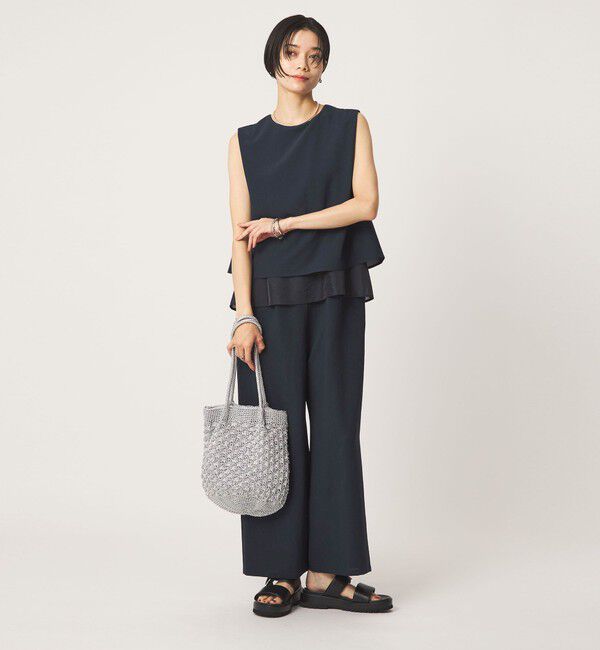 UNITED ARROWS green label relaxing「ダブルフレアオールインワン マシンウォッシャブル 通気性 ストレッチ」|オールインワン|NAVY