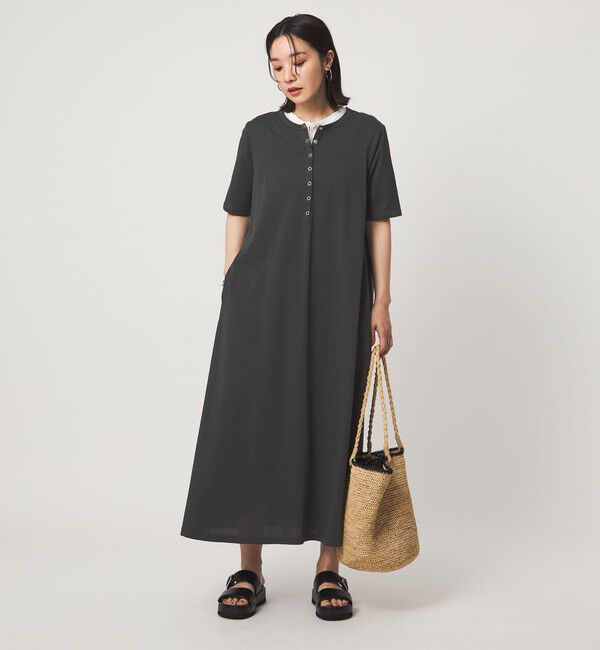 UNITED ARROWS green label relaxing「【WEB限定】＜at ease＞ヘンリーネック カットソー ワンピース」|ワンピース|DK.GRAY