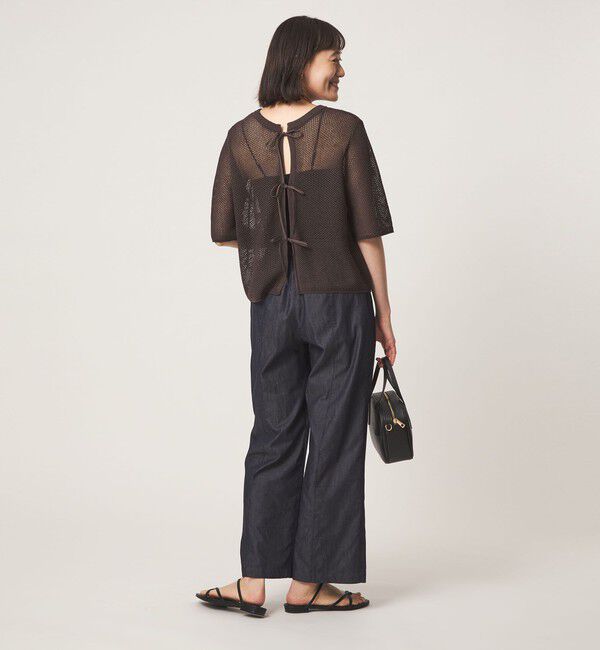UNITED ARROWS green label relaxing「メッシュ クルーネック リボン ショートスリーブ ニット」|ニット・セーター|
