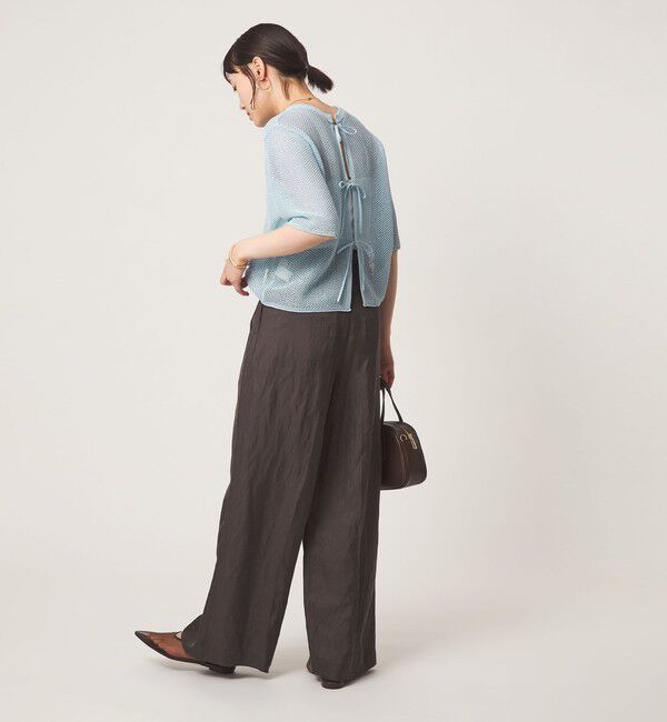 UNITED ARROWS green label relaxing「メッシュ クルーネック リボン ショートスリーブ ニット」|ニット・セーター|