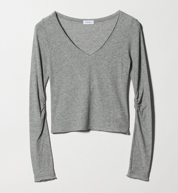 ATTISESSION「＜ATTISESSION＞Vネック ロングスリーブ トップス」|Tシャツ・カットソー|MD.GRAY
