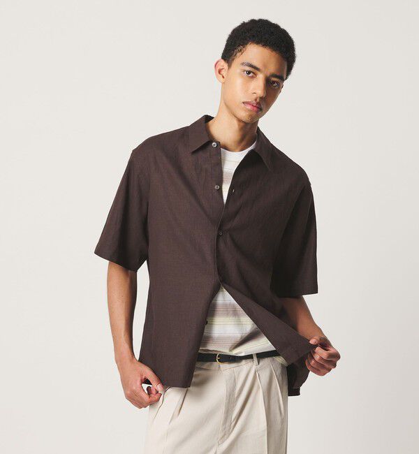BEAUTY&YOUTH UNITED ARROWS「HI-LINE シュリンク リネン ハーフ スリーブ シャツ」|シャツ・ブラウス|