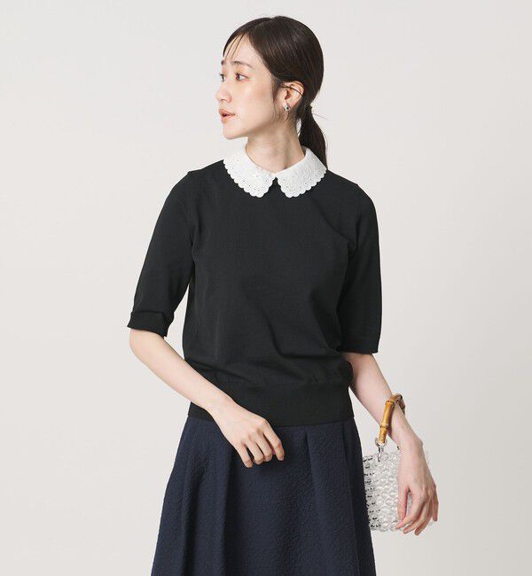 UNITED ARROWS「レディー フラワー ビジュー ニット」|ニット・セーター|