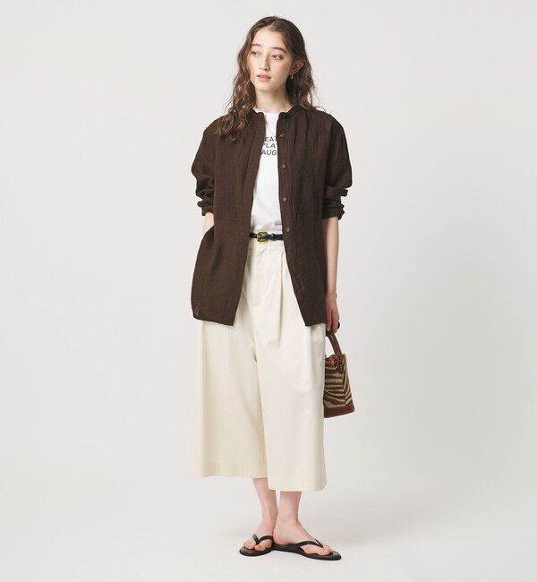 UNITED ARROWS「エンブロイダリー バンドカラー シャツ」|シャツ・ブラウス|
