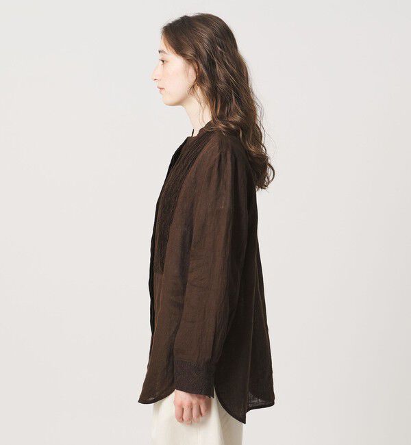 UNITED ARROWS「エンブロイダリー バンドカラー シャツ」|シャツ・ブラウス|