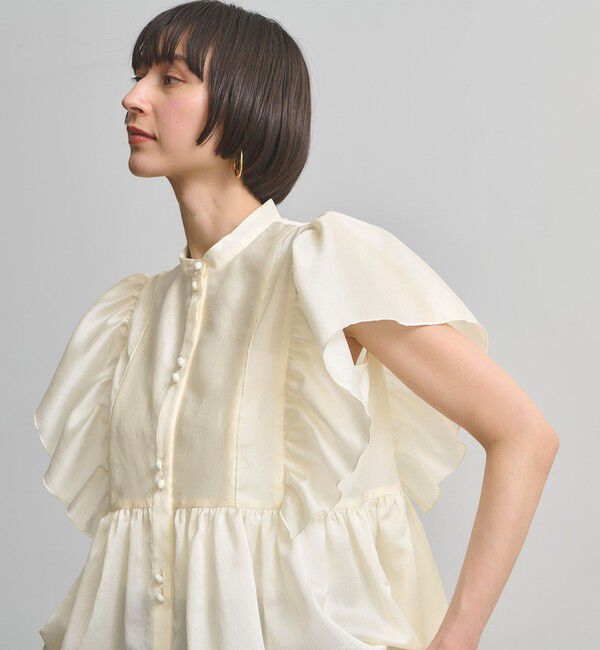 UNITED ARROWS「シルキー ギャザー フリルブラウス ‐ウォッシャブル‐」|シャツ・ブラウス|