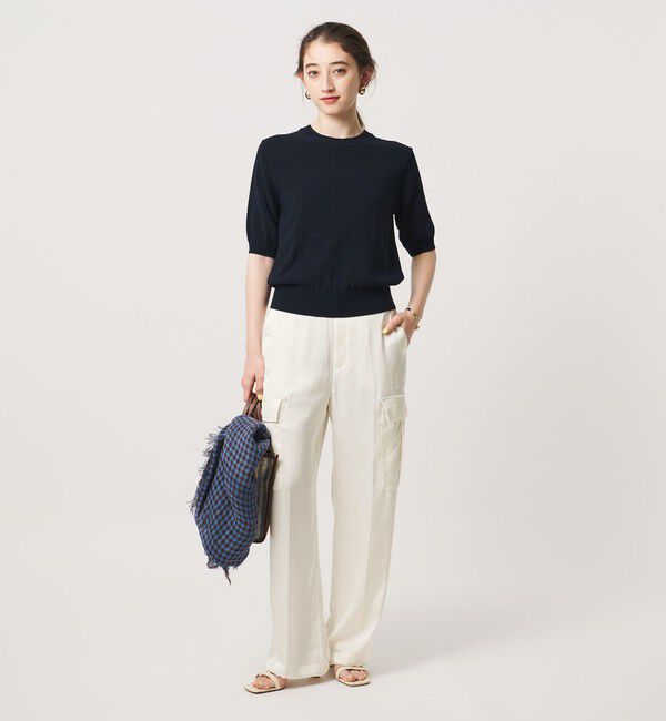 UNITED ARROWS「サテン クリーン ポケット パンツ OFF WHITE ‐ウォッシャブル‐」|カーゴ|