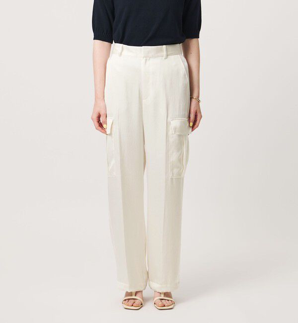 UNITED ARROWS「サテン クリーン ポケット パンツ OFF WHITE ‐ウォッシャブル‐」|カーゴ|