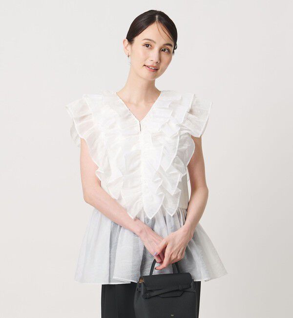 UNITED ARROWS「レディー フリル チュール カットソー ‐ウォッシャブル‐」|Tシャツ・カットソー|