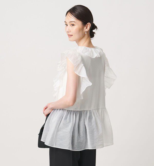 UNITED ARROWS「レディー フリル チュール カットソー ‐ウォッシャブル‐」|Tシャツ・カットソー|