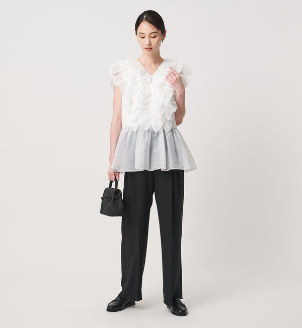 UNITED ARROWS「レディー フリル チュール カットソー ‐ウォッシャブル‐」|Tシャツ・カットソー|