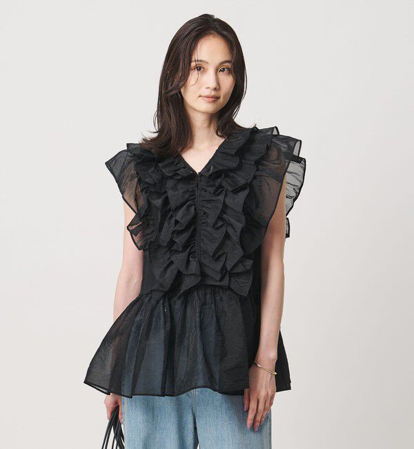 UNITED ARROWS「レディー フリル チュール カットソー ‐ウォッシャブル‐」|Tシャツ・カットソー|