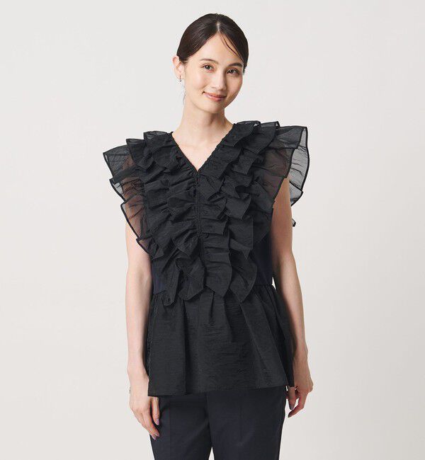 UNITED ARROWS「レディー フリル チュール カットソー ‐ウォッシャブル‐」|Tシャツ・カットソー|