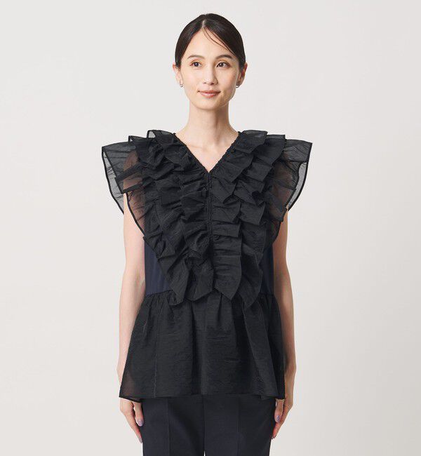 UNITED ARROWS「レディー フリル チュール カットソー ‐ウォッシャブル‐」|Tシャツ・カットソー|