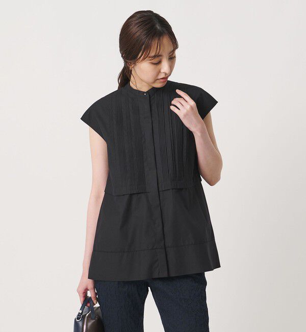 UNITED ARROWS「シルキー ピンタック フレンチスリーブ ブラウス ‐ウォッシャブル‐」|シャツ・ブラウス|