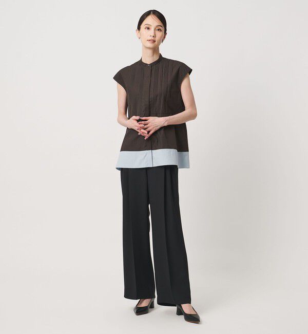UNITED ARROWS「シルキー ピンタック フレンチスリーブ ブラウス ‐ウォッシャブル‐」|シャツ・ブラウス|