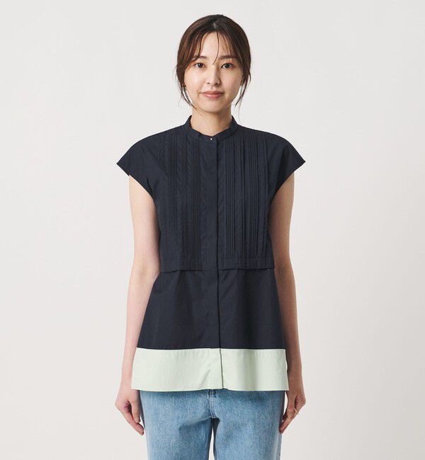 UNITED ARROWS「シルキー ピンタック フレンチスリーブ ブラウス ‐ウォッシャブル‐」|シャツ・ブラウス|