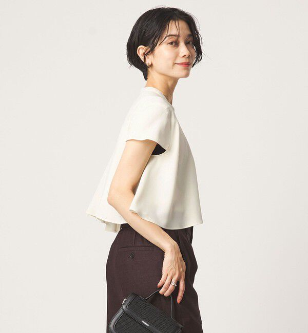 UNITED ARROWS green label relaxing「ジョーゼット  ヨークフレア ショートスリーブ ブラウス マシンウォッシャブル 接触冷感」|シャツ・ブラウス|