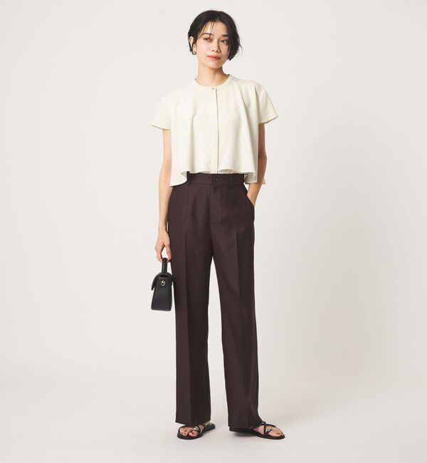 UNITED ARROWS green label relaxing「ジョーゼット  ヨークフレア ショートスリーブ ブラウス マシンウォッシャブル 接触冷感」|シャツ・ブラウス|