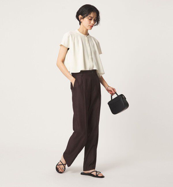 UNITED ARROWS green label relaxing「ジョーゼット  ヨークフレア ショートスリーブ ブラウス マシンウォッシャブル 接触冷感」|シャツ・ブラウス|