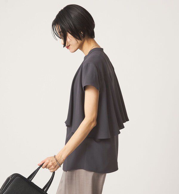 UNITED ARROWS green label relaxing「ジョーゼット  ヨークフレア ショートスリーブ ブラウス マシンウォッシャブル 接触冷感」|シャツ・ブラウス|