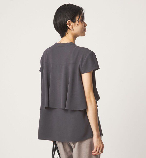 UNITED ARROWS green label relaxing「ジョーゼット  ヨークフレア ショートスリーブ ブラウス マシンウォッシャブル 接触冷感」|シャツ・ブラウス|