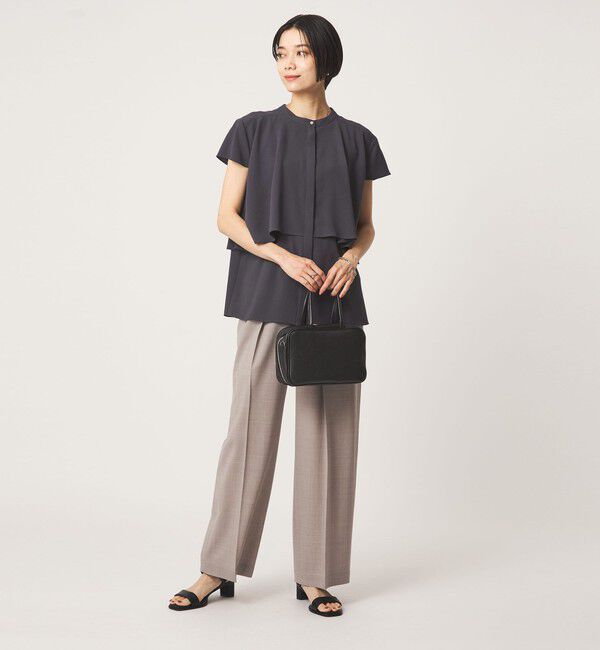 UNITED ARROWS green label relaxing「ジョーゼット  ヨークフレア ショートスリーブ ブラウス マシンウォッシャブル 接触冷感」|シャツ・ブラウス|