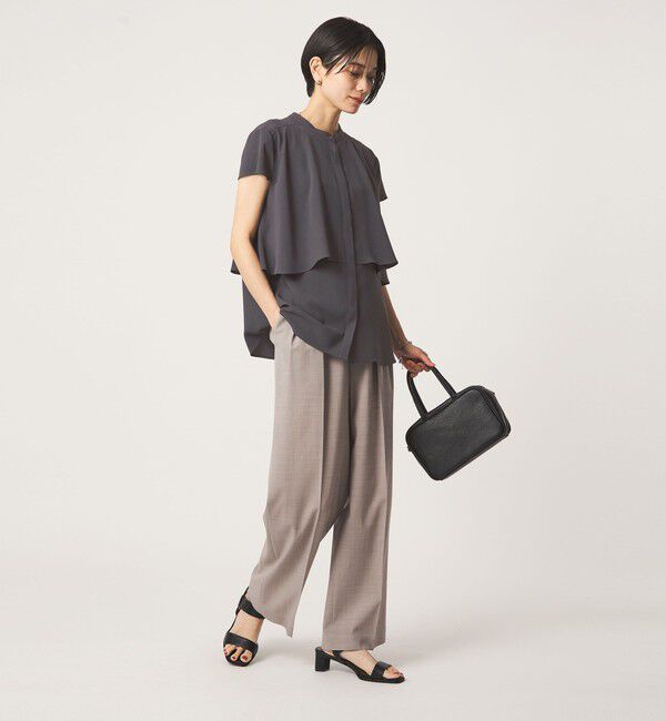 UNITED ARROWS green label relaxing「ジョーゼット  ヨークフレア ショートスリーブ ブラウス マシンウォッシャブル 接触冷感」|シャツ・ブラウス|