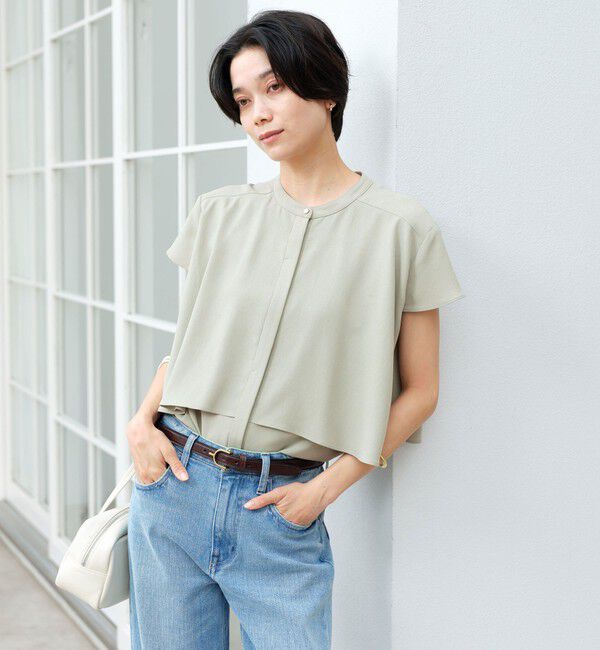 UNITED ARROWS green label relaxing「ジョーゼット  ヨークフレア ショートスリーブ ブラウス マシンウォッシャブル 接触冷感」|シャツ・ブラウス|