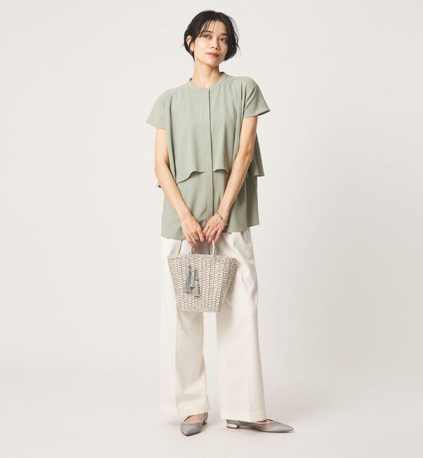 UNITED ARROWS green label relaxing「ジョーゼット  ヨークフレア ショートスリーブ ブラウス マシンウォッシャブル 接触冷感」|シャツ・ブラウス|