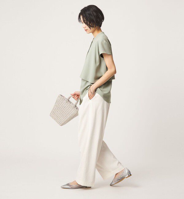 UNITED ARROWS green label relaxing「ジョーゼット  ヨークフレア ショートスリーブ ブラウス マシンウォッシャブル 接触冷感」|シャツ・ブラウス|