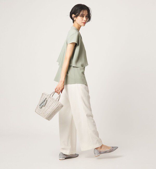 UNITED ARROWS green label relaxing「ジョーゼット  ヨークフレア ショートスリーブ ブラウス マシンウォッシャブル 接触冷感」|シャツ・ブラウス|