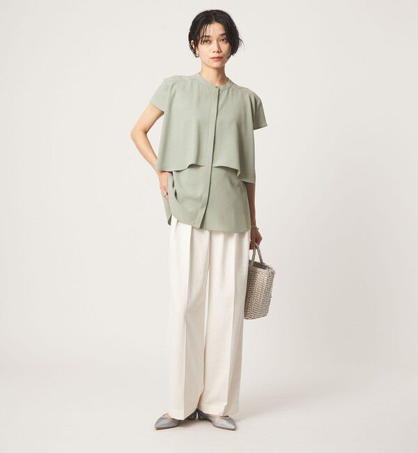 UNITED ARROWS green label relaxing「ジョーゼット  ヨークフレア ショートスリーブ ブラウス マシンウォッシャブル 接触冷感」|シャツ・ブラウス|
