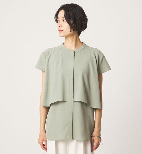 UNITED ARROWS green label relaxing「ジョーゼット  ヨークフレア ショートスリーブ ブラウス マシンウォッシャブル 接触冷感」|シャツ・ブラウス|
