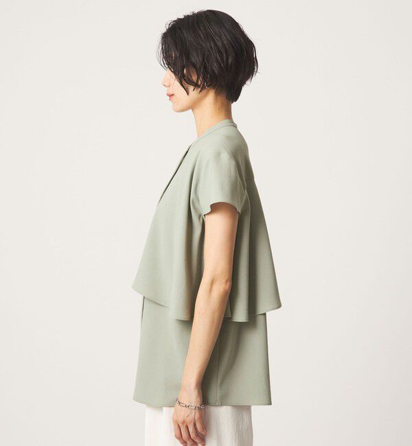 UNITED ARROWS green label relaxing「ジョーゼット  ヨークフレア ショートスリーブ ブラウス マシンウォッシャブル 接触冷感」|シャツ・ブラウス|