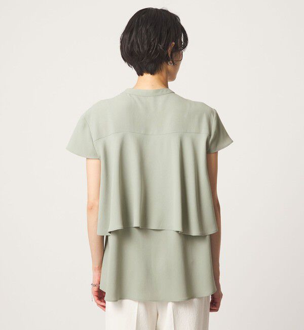 UNITED ARROWS green label relaxing「ジョーゼット  ヨークフレア ショートスリーブ ブラウス マシンウォッシャブル 接触冷感」|シャツ・ブラウス|